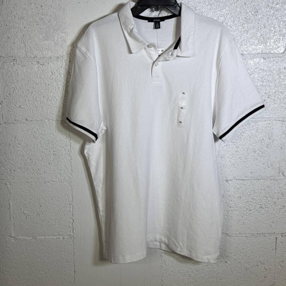 Alfani Men's Regular-Fit Tipped Polo Shirt, White XL